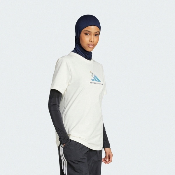 Adidas W C Ddl Surf T JX5330 女 T恤 運動上衣 休閒短袖 米白 水藍 亞版