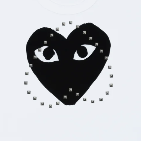 『代購商品』COMME des GARCONS PLAY 川久保玲 Printed Black Heart X Studs TEE 愛心 AX-T804-051-WHITE