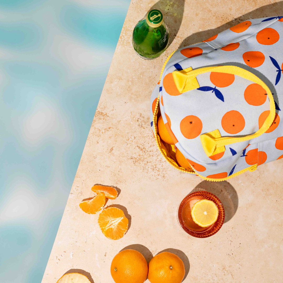 拉鍊隨手袋【澄橘子Oranges】-加拿大Fluf有機棉