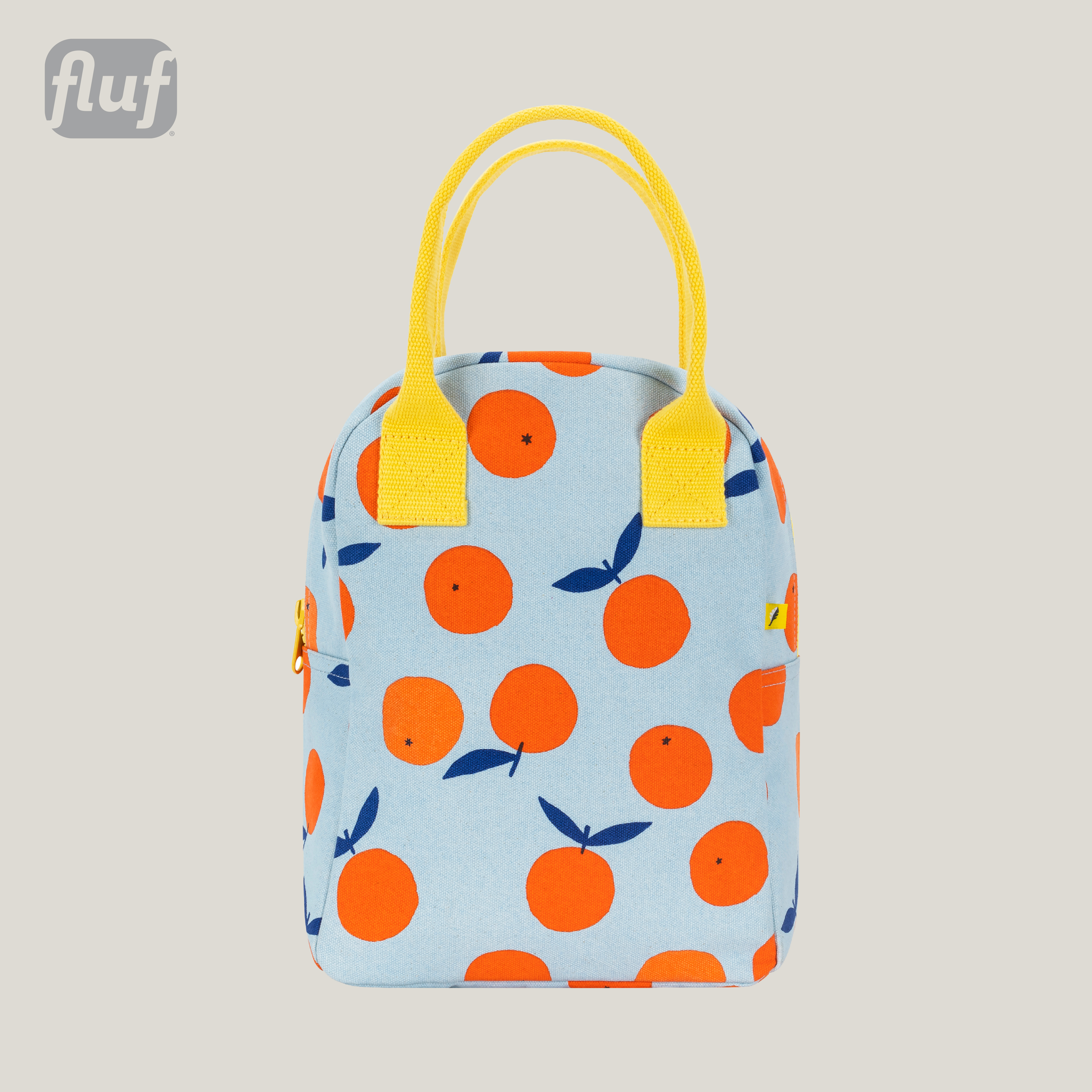 拉鍊隨手袋【澄橘子Oranges】-加拿大Fluf有機棉