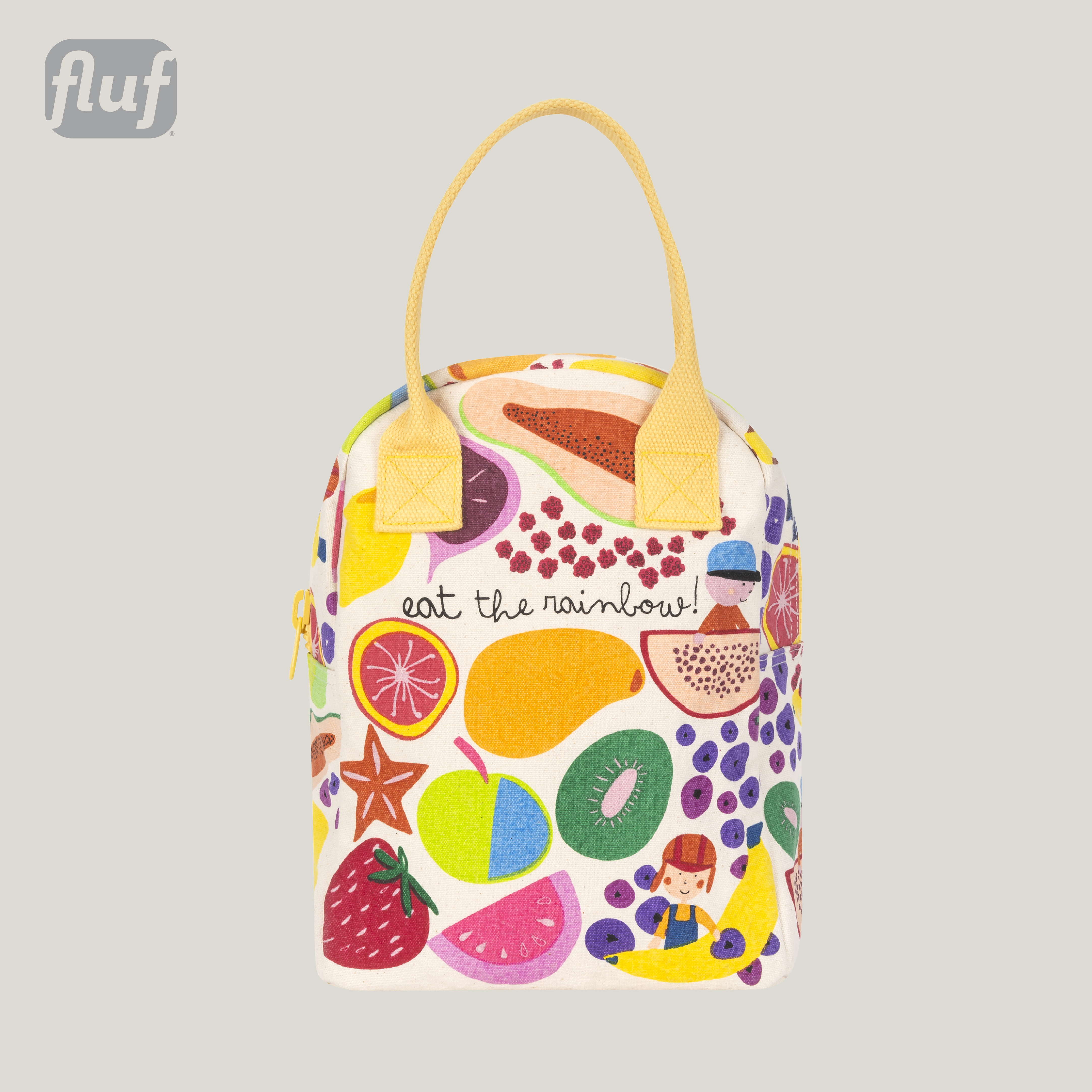 拉鍊隨手袋【彩虹水果】-加拿大Fluf有機棉