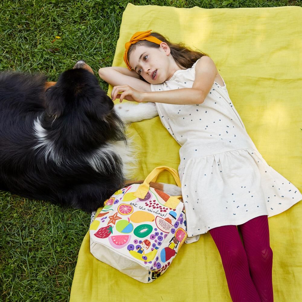 拉鍊隨手袋【彩虹水果】-加拿大Fluf有機棉