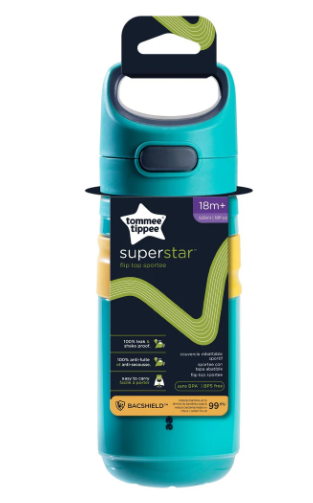 Tommee Tippee Superstar flip-top sports portable antibacterial water bottle 500ml