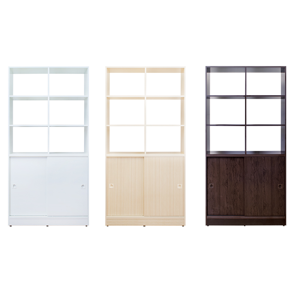 南亞塑鋼-3尺開放式六格雙拉門塑鋼展示櫃/收納置物櫃/隔間櫃