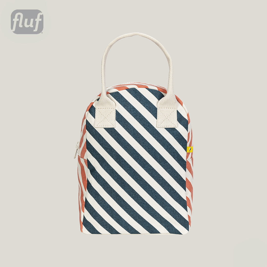 拉鍊隨手袋【斜條Stripes】-加拿大Fluf有機棉