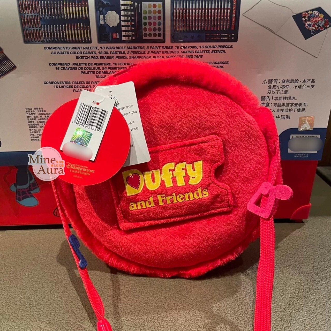 (限時特價) 達菲 Duffy 與好友們 絨毛 造型 斜背包 鈴鼓包 -上海迪士尼樂園