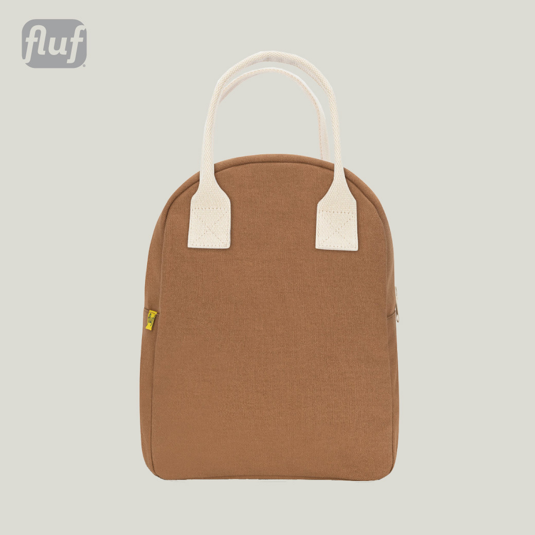 拉鍊隨手袋【荳蔻咖】-加拿大Fluf有機棉