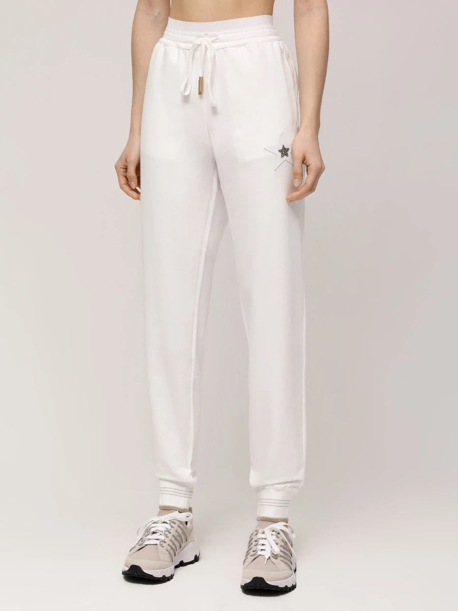 LORENA 抽繩縮口棉褲(白)