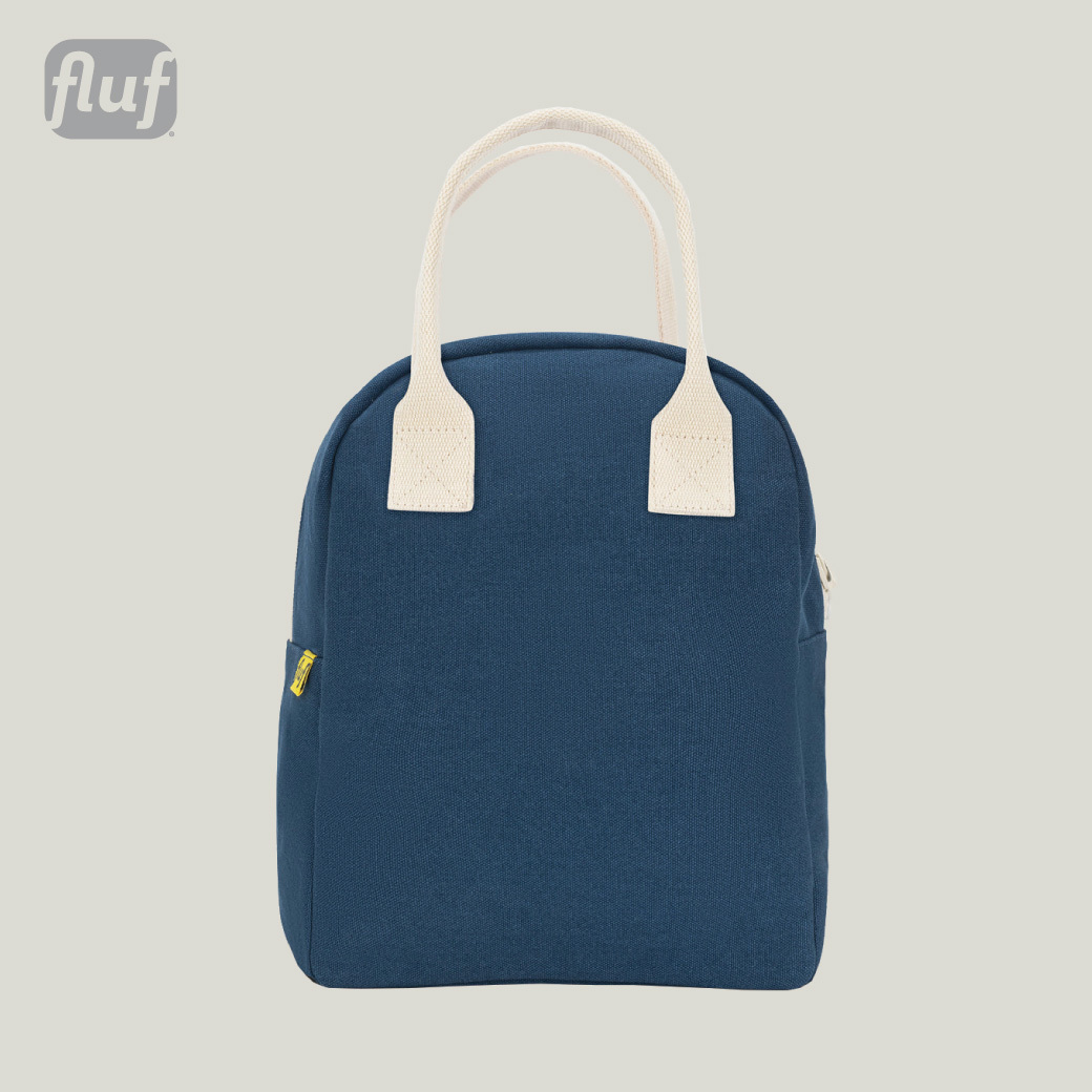 拉鍊隨手袋【經典藍】-加拿大Fluf有機棉