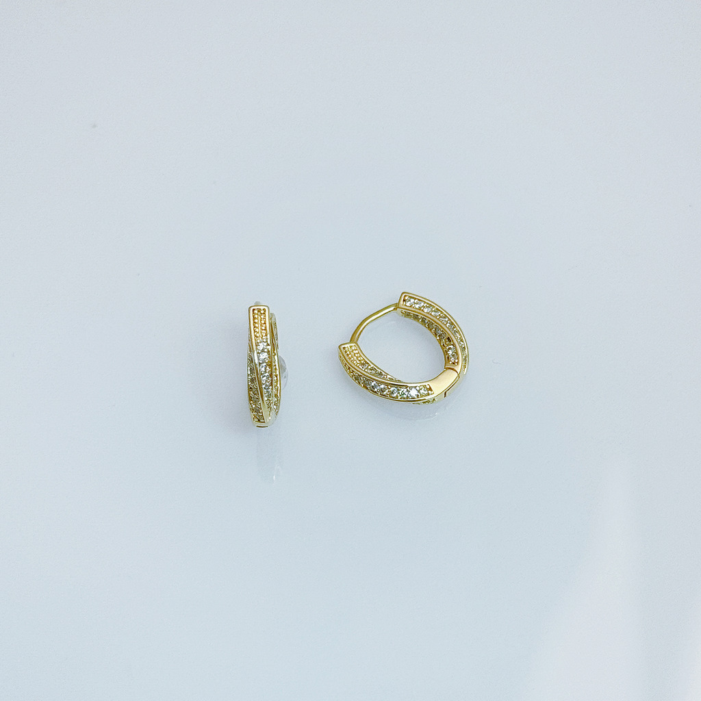 金色細圈排鑽耳環