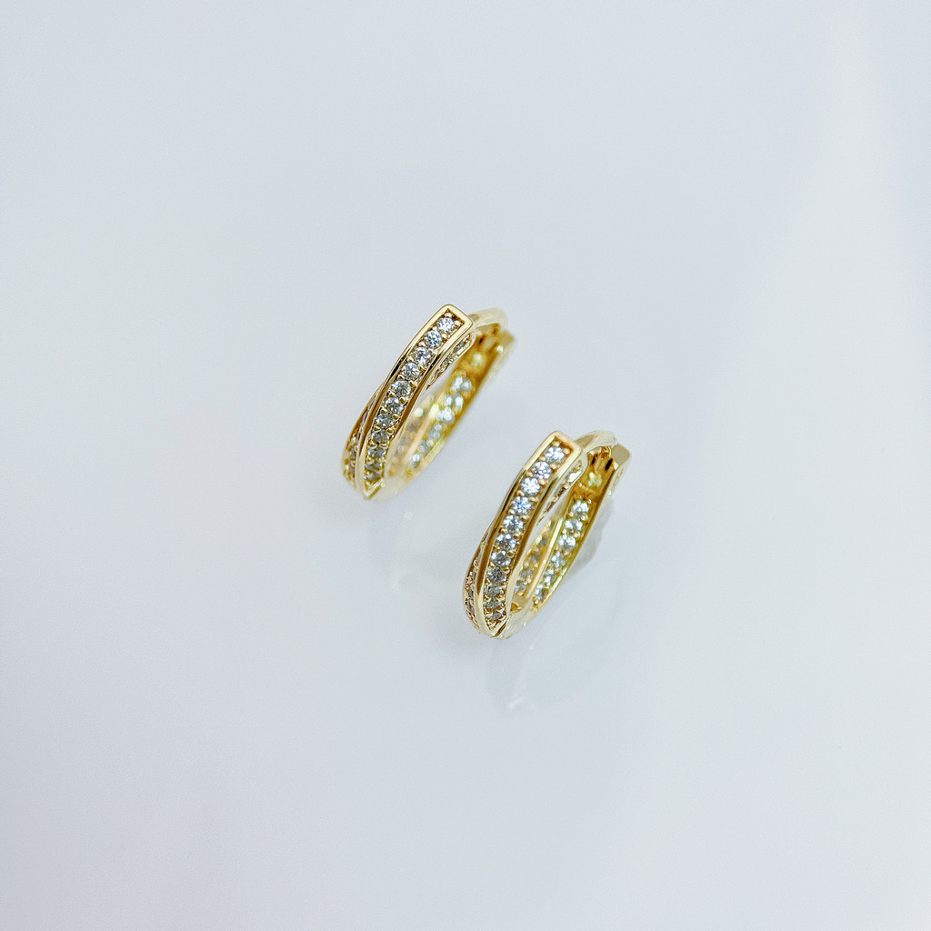 金色細圈排鑽耳環