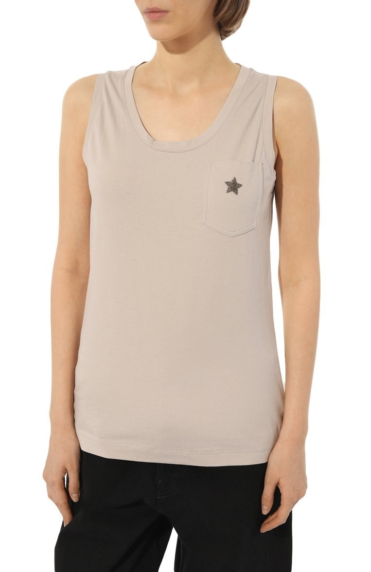 LORENA U領星星口袋背心(米灰)