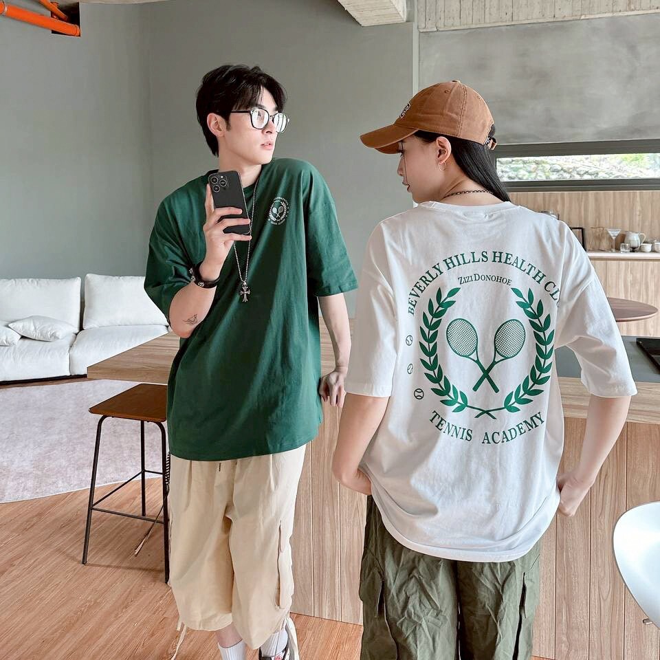 自訂款 TENNIS ACADEMY網球拍胸章印花短T im80943