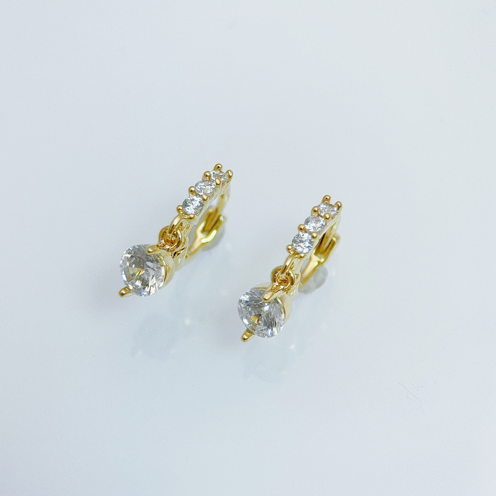 金銀垂墜鋯石耳環