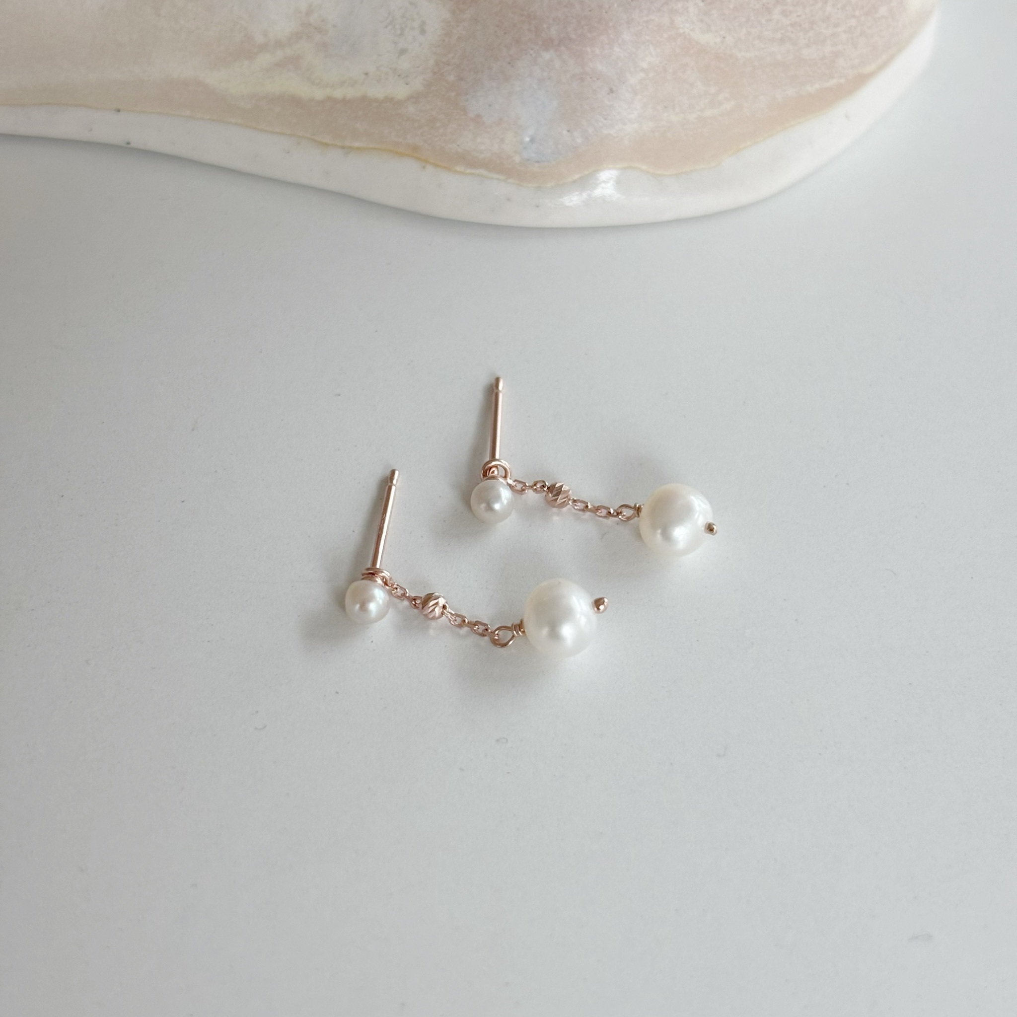珍珠雙戴式小鍊子耳環