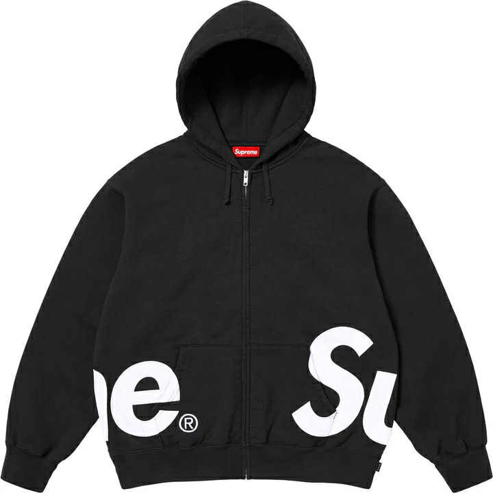 Supreme Big Logo Zip Up Hooded Sweatshirt (Black)