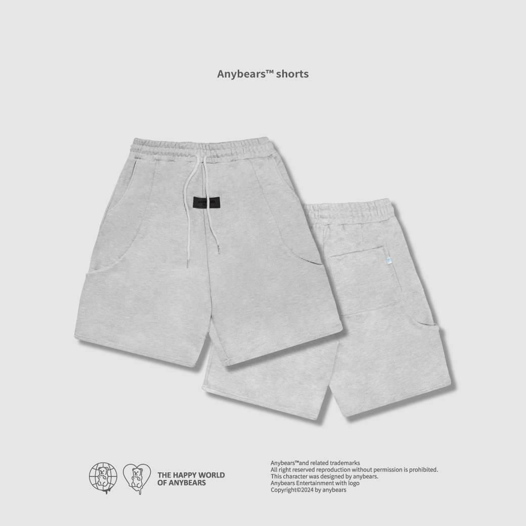 ANYBEARS®抽繩小標多口袋短褲