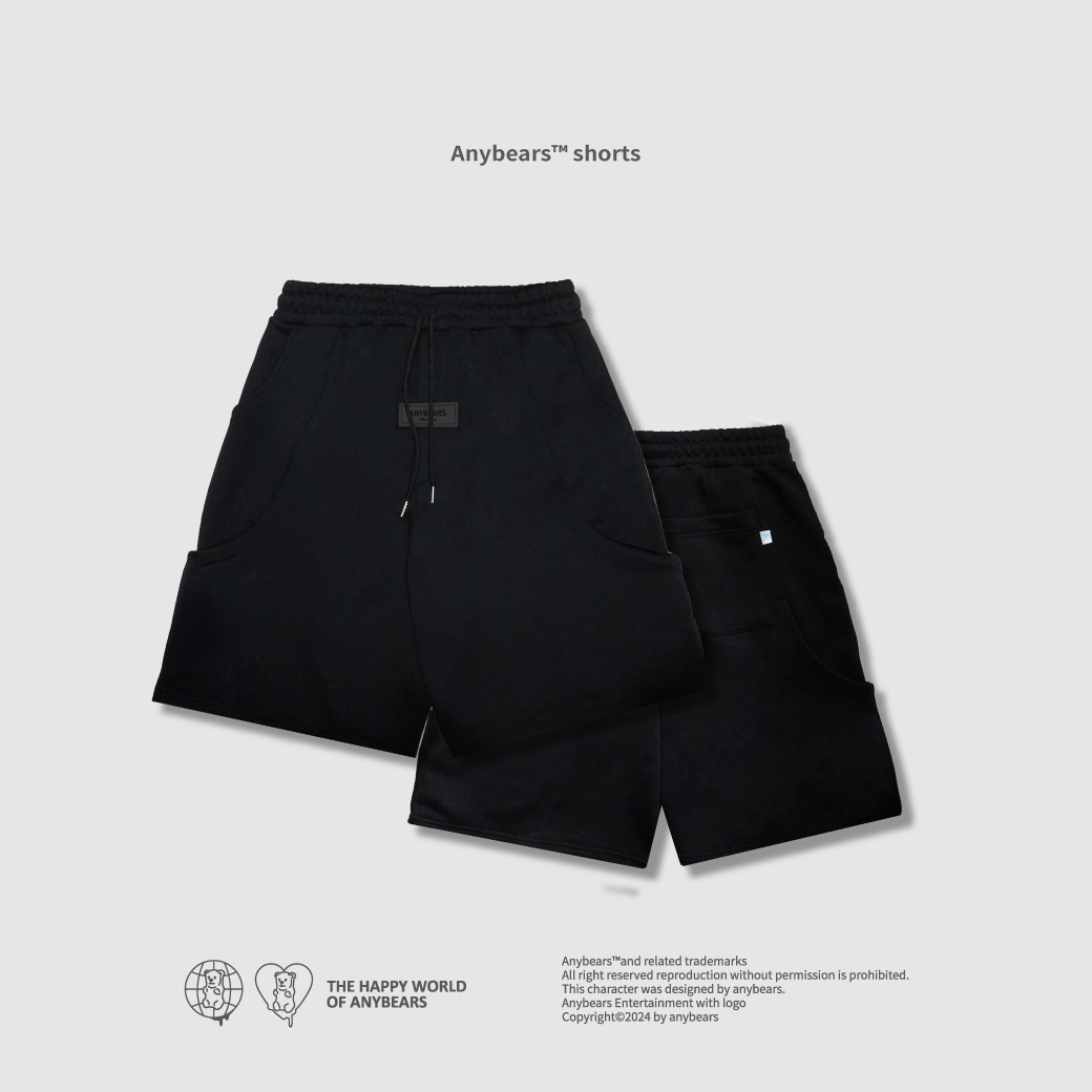 ANYBEARS®抽繩小標多口袋短褲