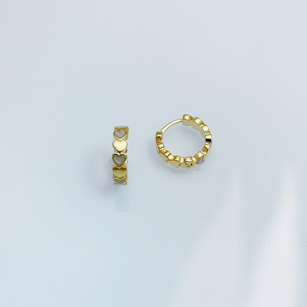 金色愛心排扣耳環