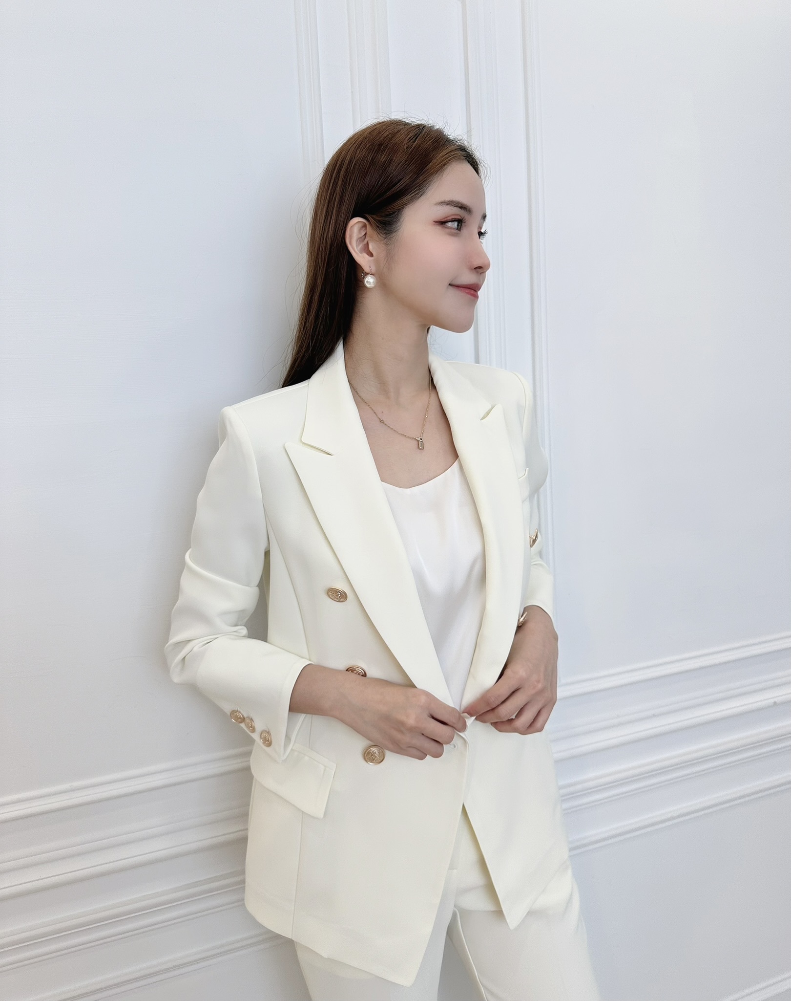 (職場必備)專業經典金釦西裝套裝