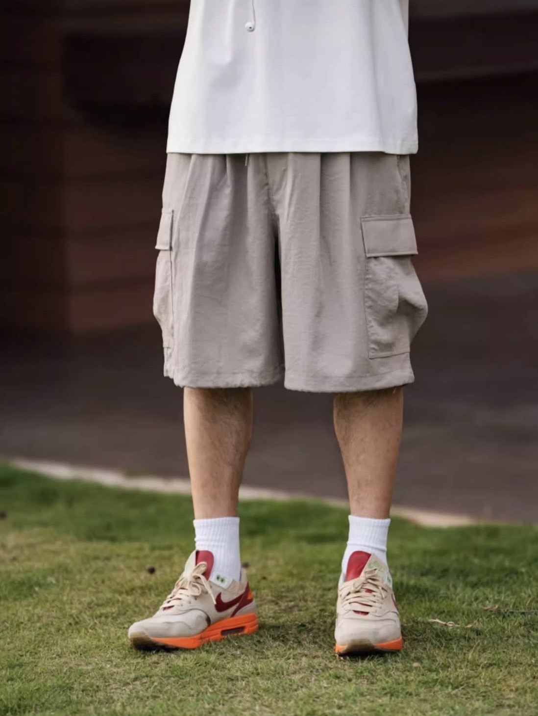 #預購 BTB 25SS 純色 休閒 雙摺 闊腿褲 仿麻感 口袋工裝短褲 兩色