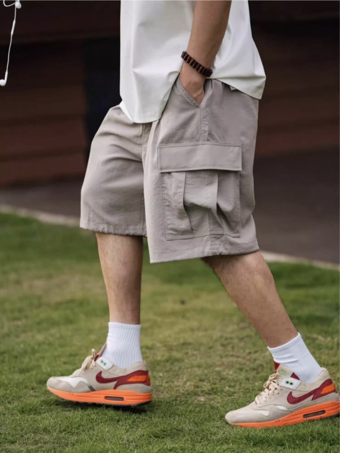 #預購 BTB 25SS 純色 休閒 雙摺 闊腿褲 仿麻感 口袋工裝短褲 兩色