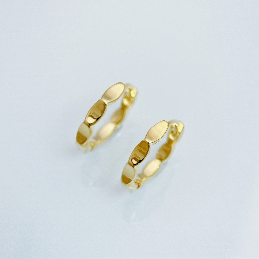 金色橢圓拼接耳環