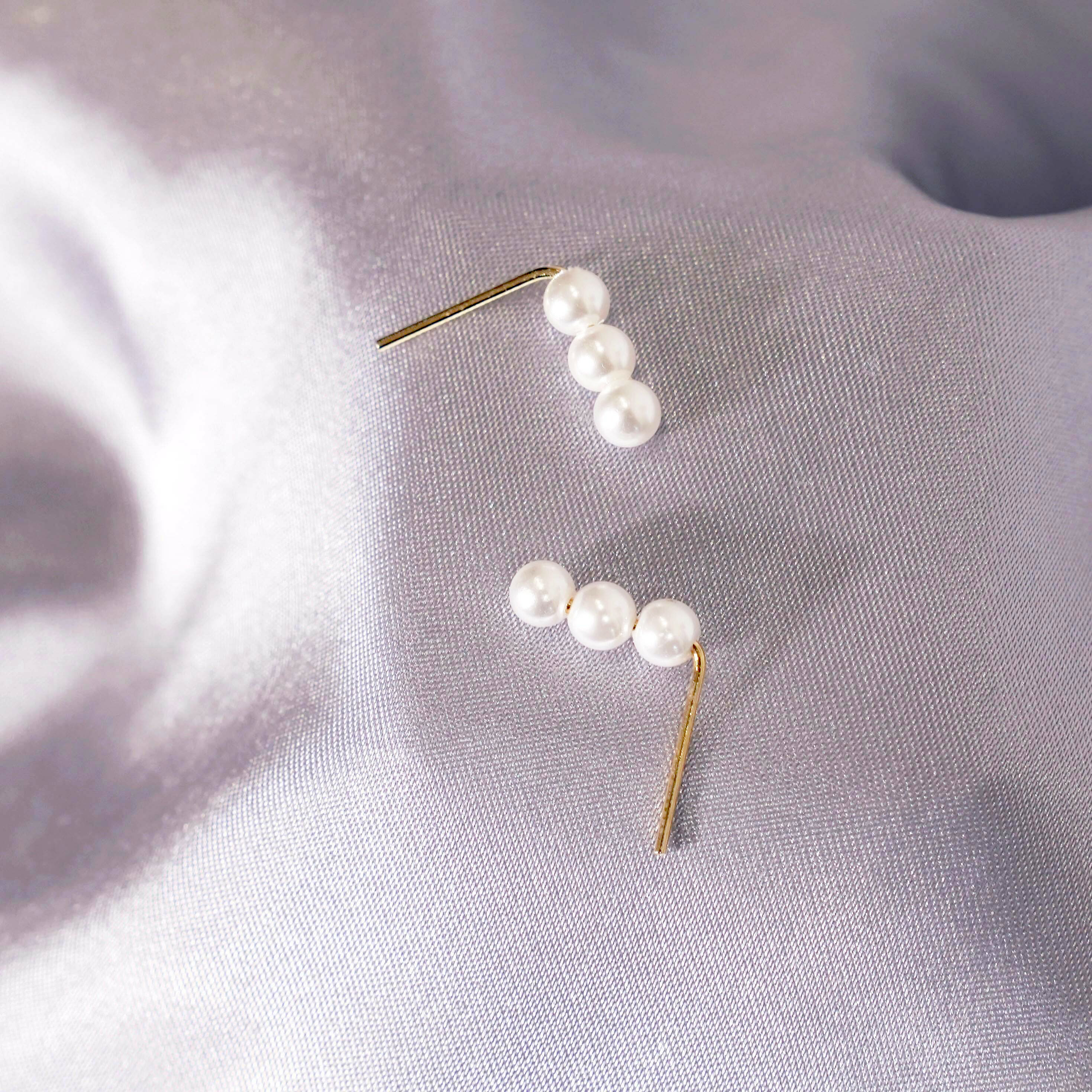 E036 柔情 | 合金鍍金珍珠耳環