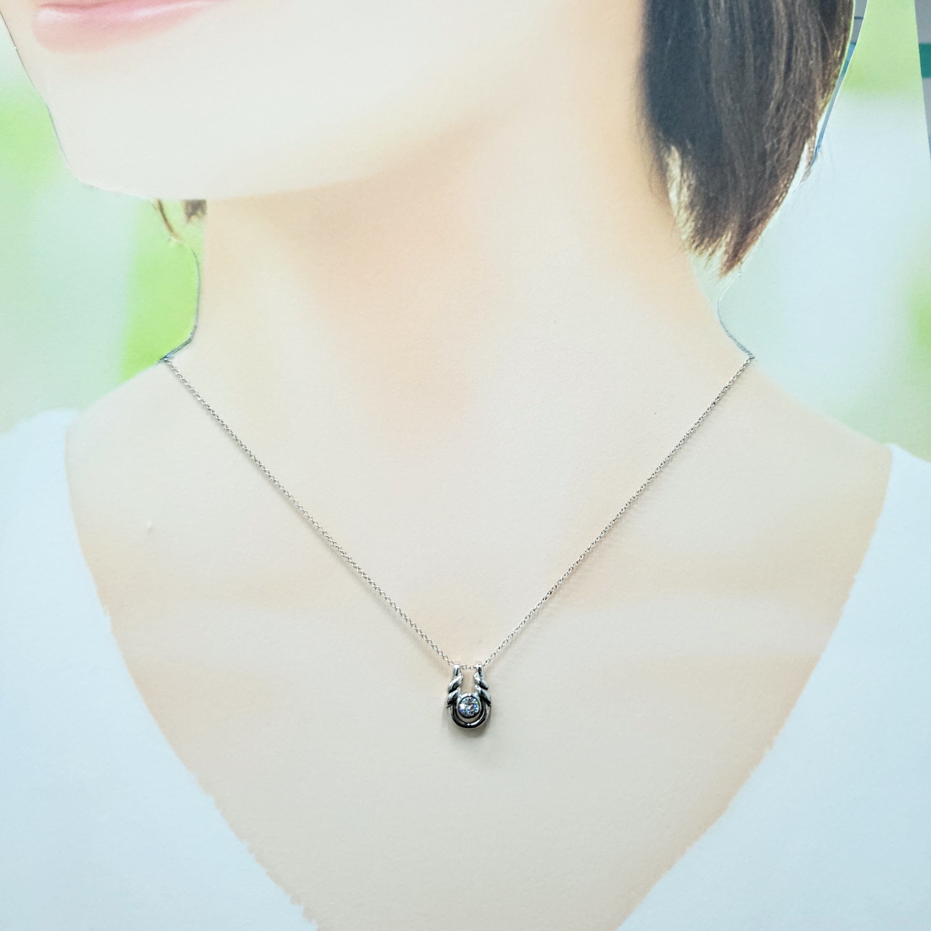 全新18K白金【單粒13份鑽石】吊墜