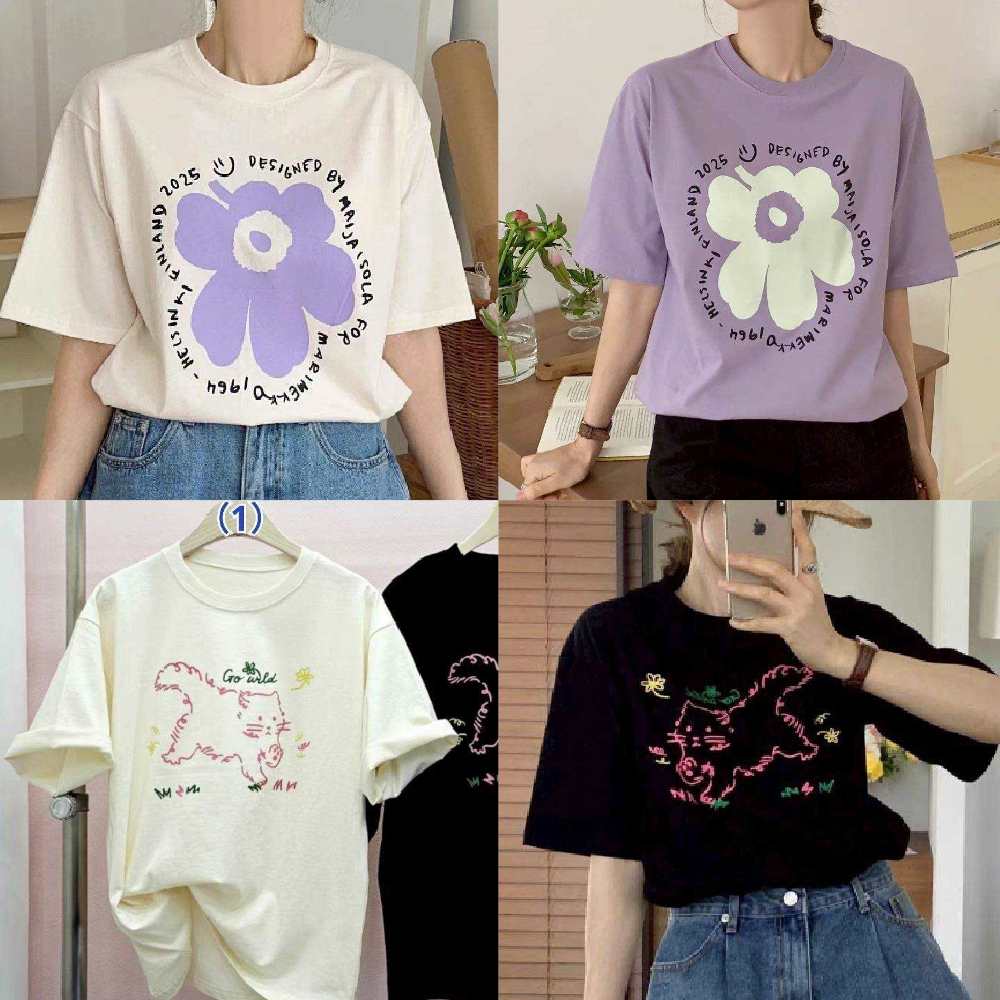 韓國製 2025新品 療癒系微笑大花 / 萌感俏皮小貓咪 休閒上衣