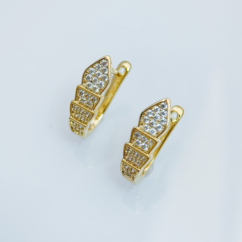 金色階梯滿鑽耳環