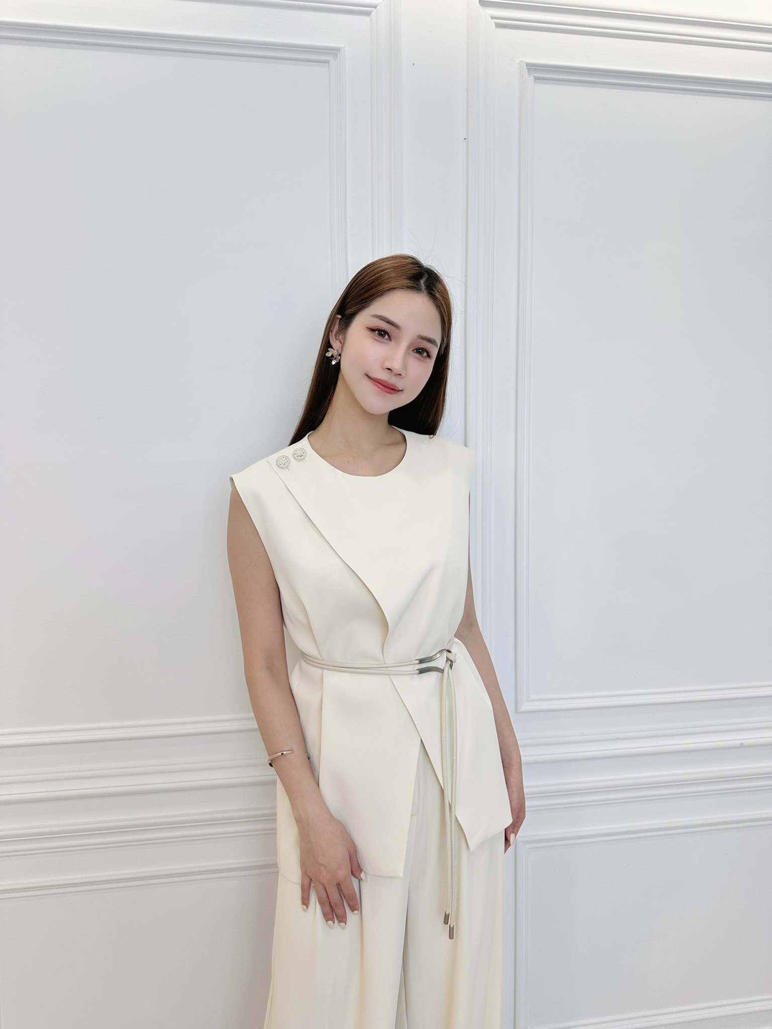 雙銀釦開衩背心+長褲SET