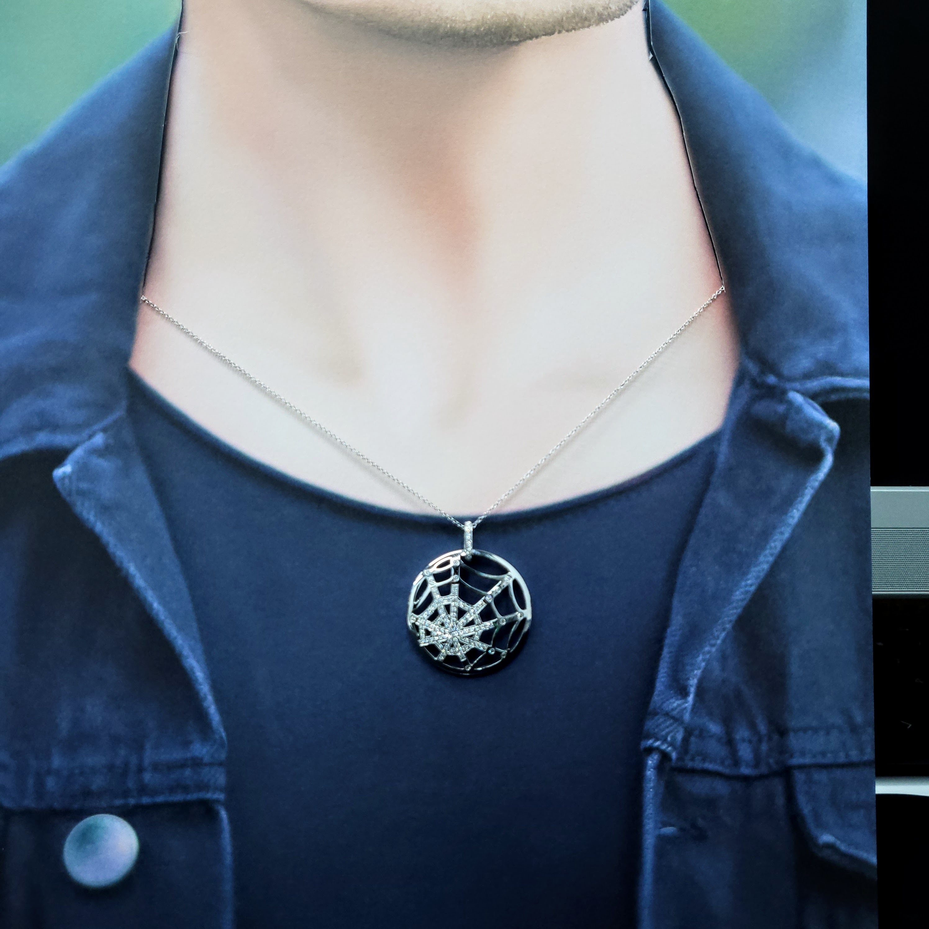 全新18K白金48份鑽石吊墜