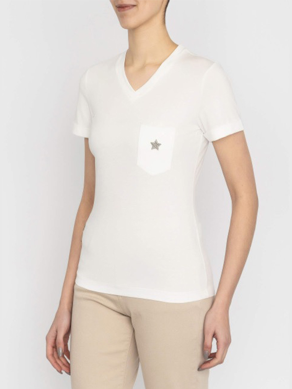 LORENA V領T恤(白色)