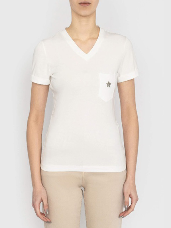 LORENA V領T恤(白色)