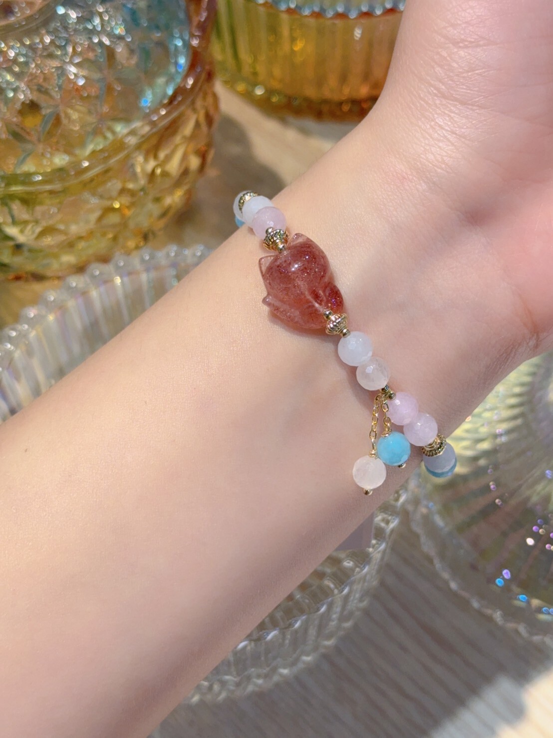 草莓水晶狐仙/天河石手鍊