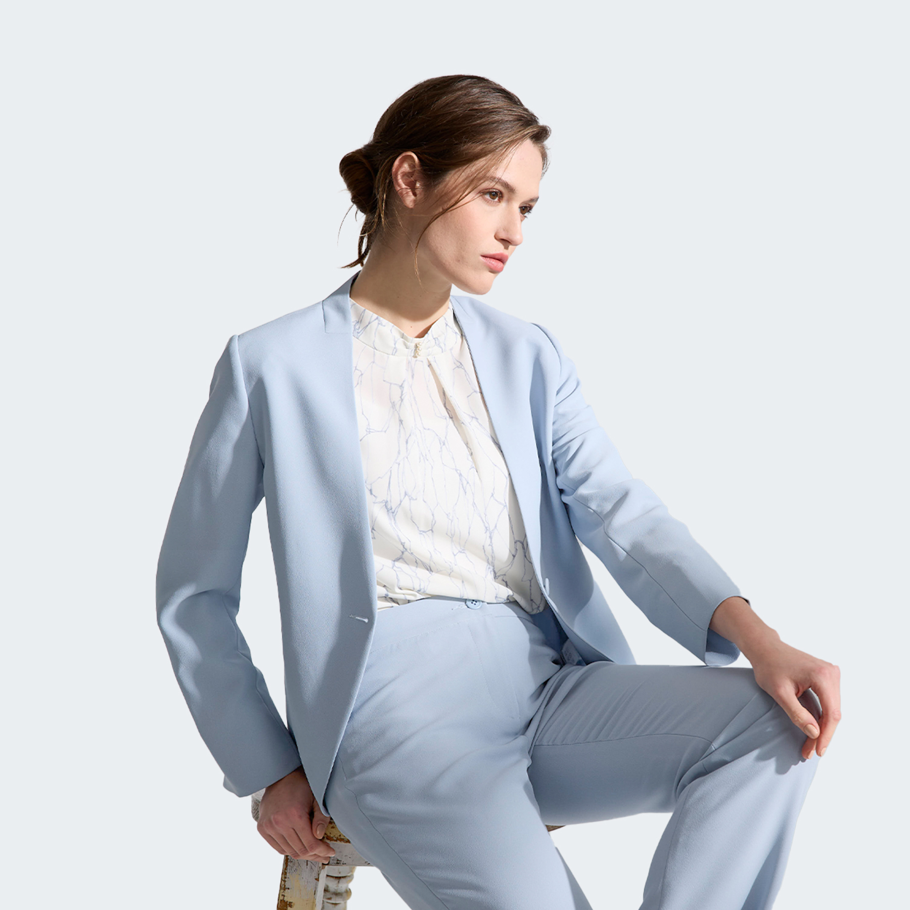 大理石印花雪紡上衣