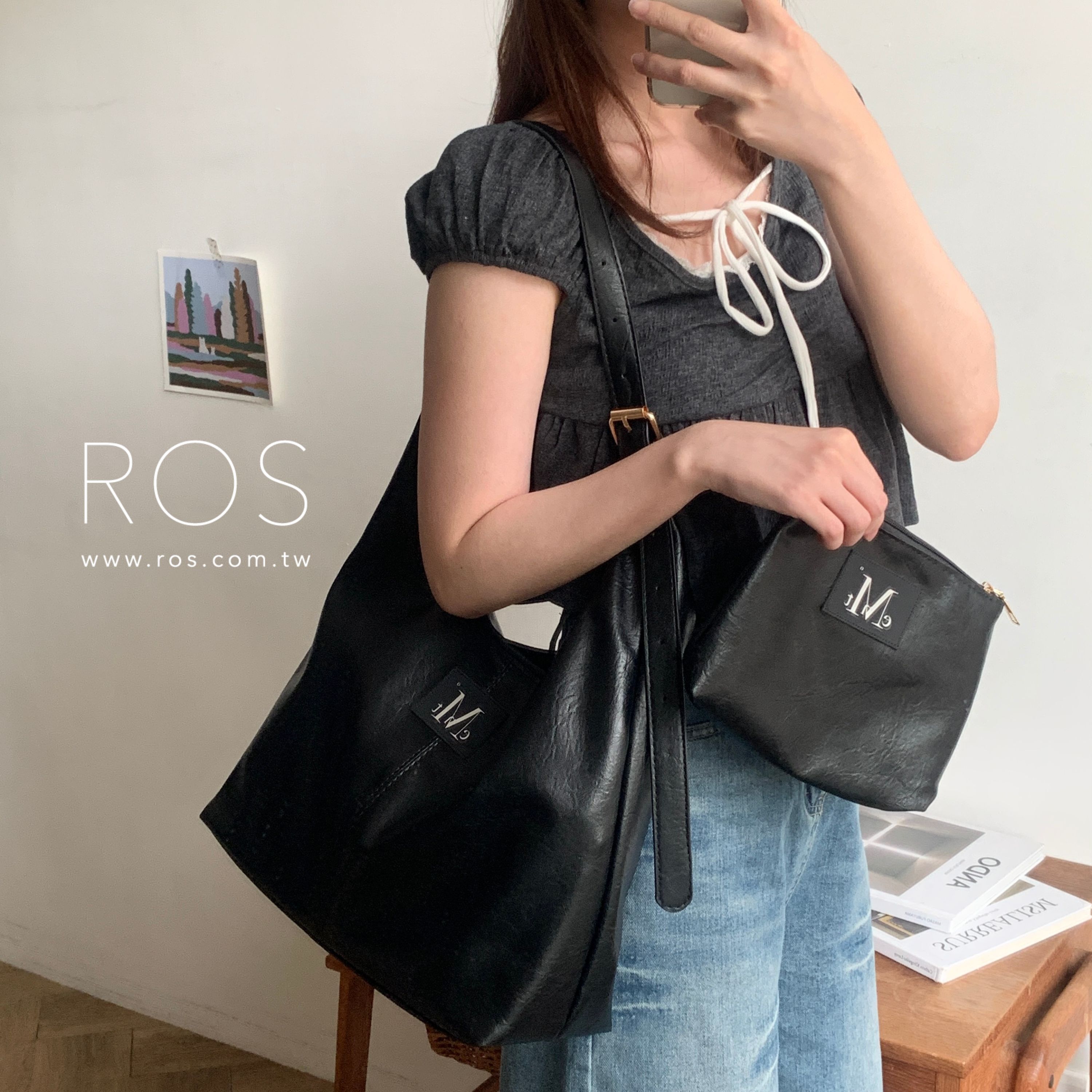 🇰🇷韓國 MUCENT 經典Logo肩背包 黑