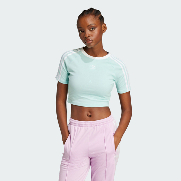 Adidas 3 S Baby Tee JD0306 女 T恤 運動上衣 休閒短袖 短版 藍綠 亞版