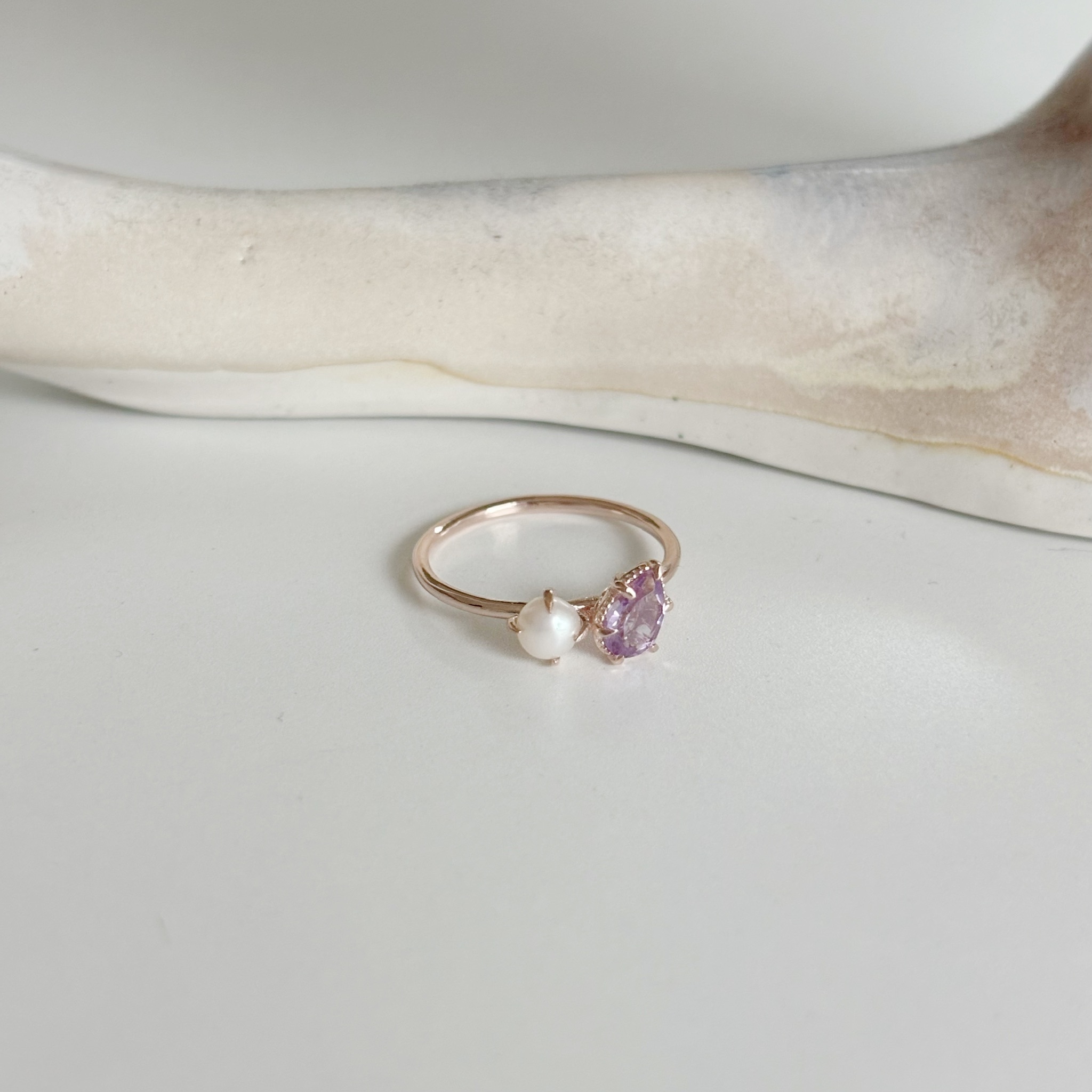 Pearl tear紫水晶戒指