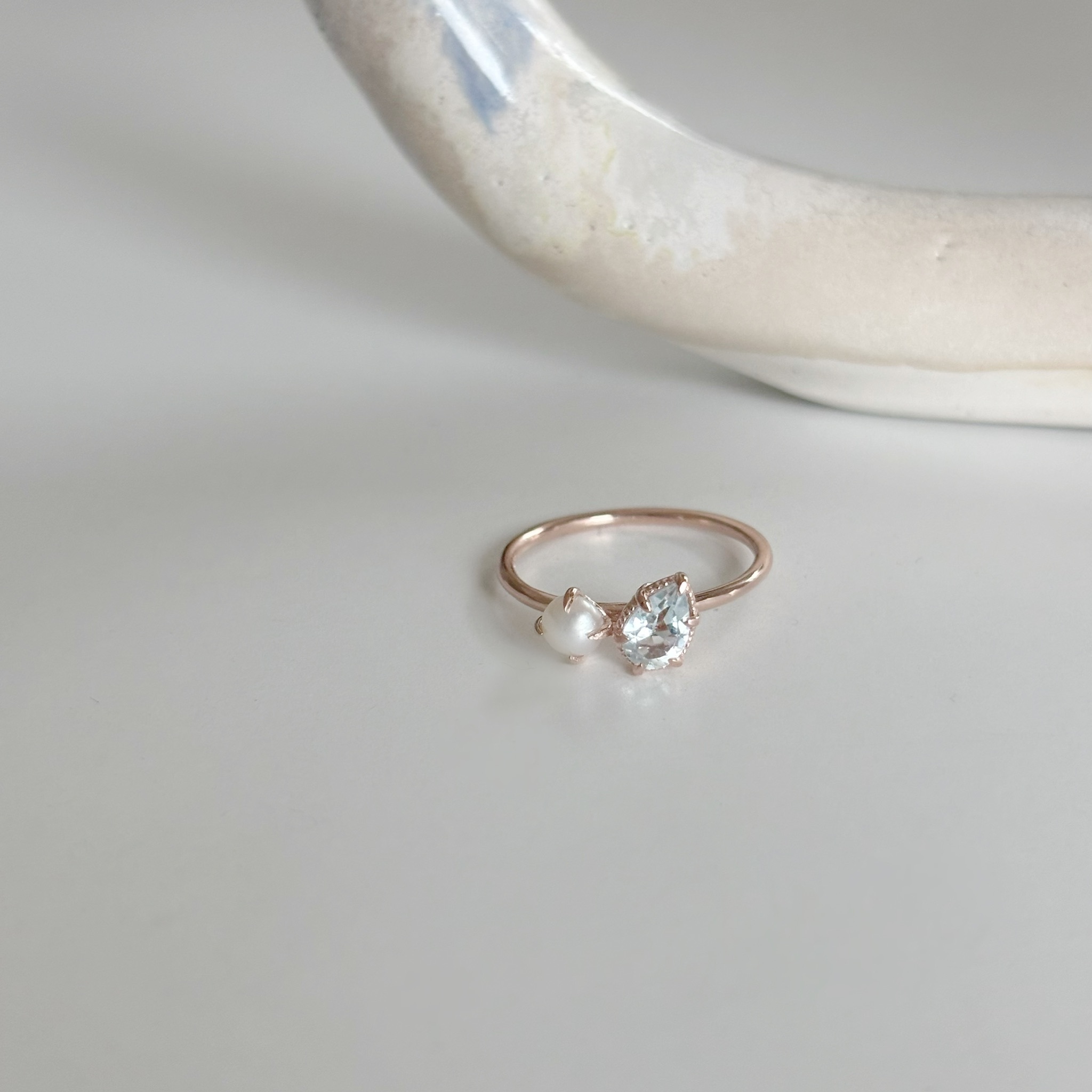 Pearl tear托帕石戒指