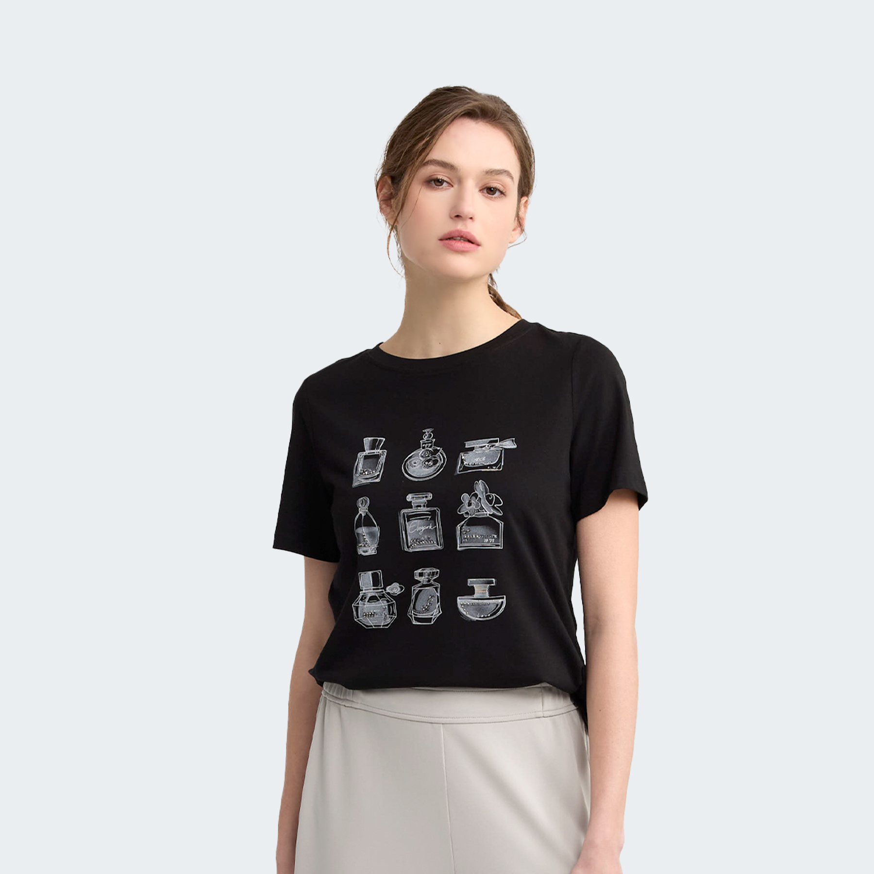 純棉不規則串珠香水瓶T恤