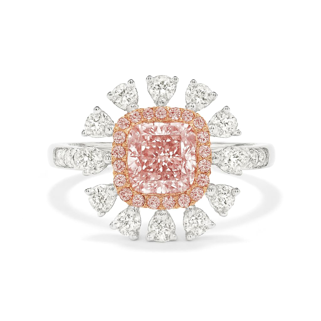 18K白金 實驗室培育粉鑽石戒指兩用吊墜