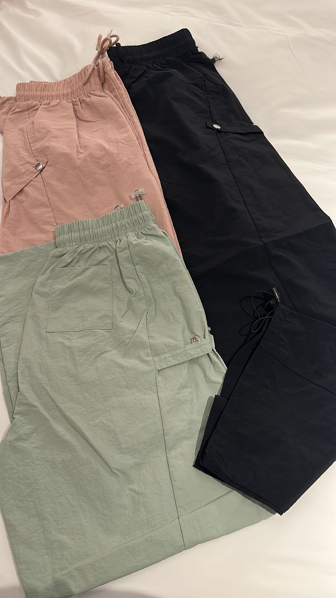 （3244）休閒風褸料橡筋長褲  (3色可選)