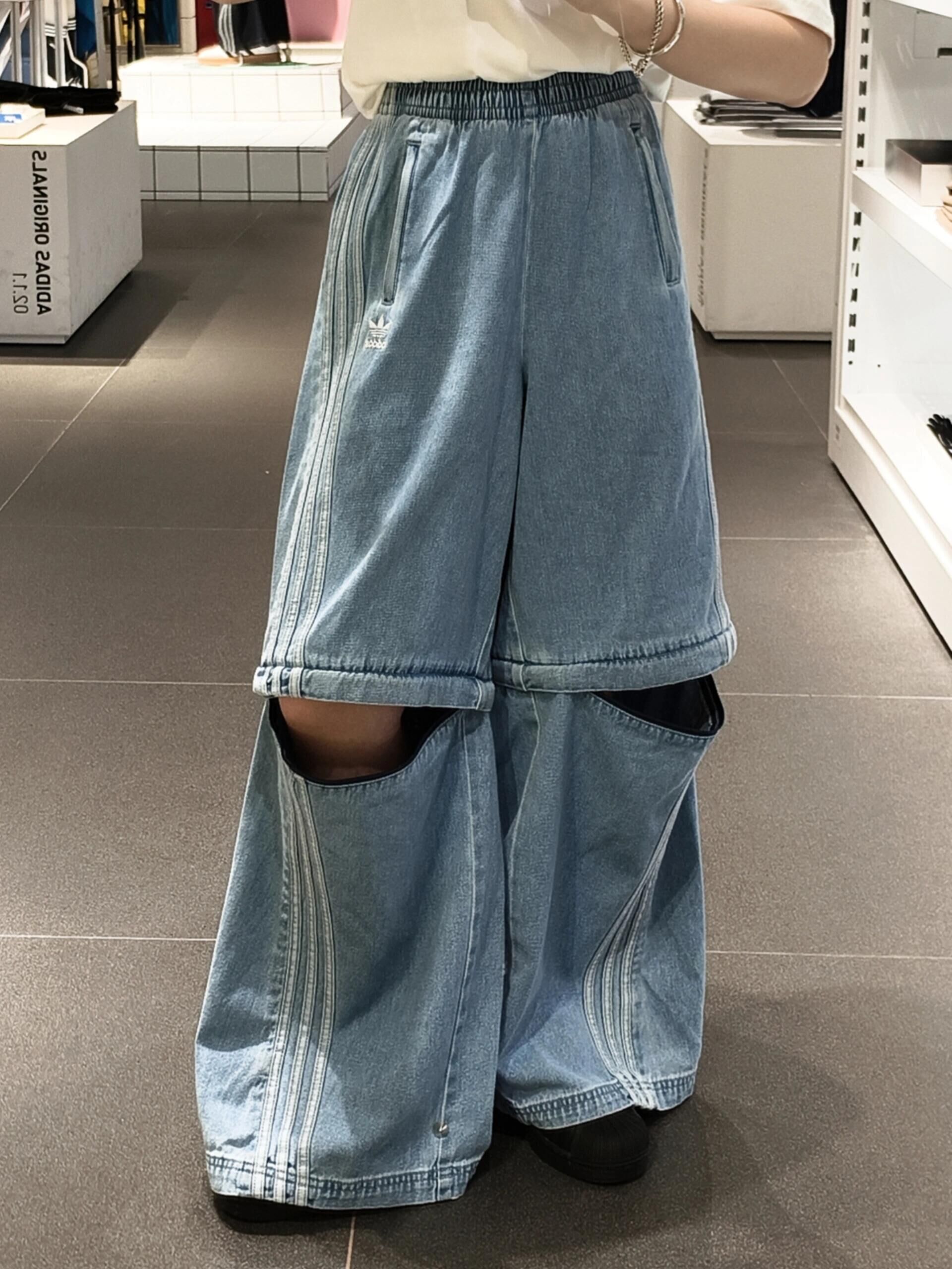 Adidas Originals Adilenium 可拆式牛仔運動長褲 拉鍊 多穿法 寬鬆 闊腿 復古 三線 長褲 牛仔褲/預購