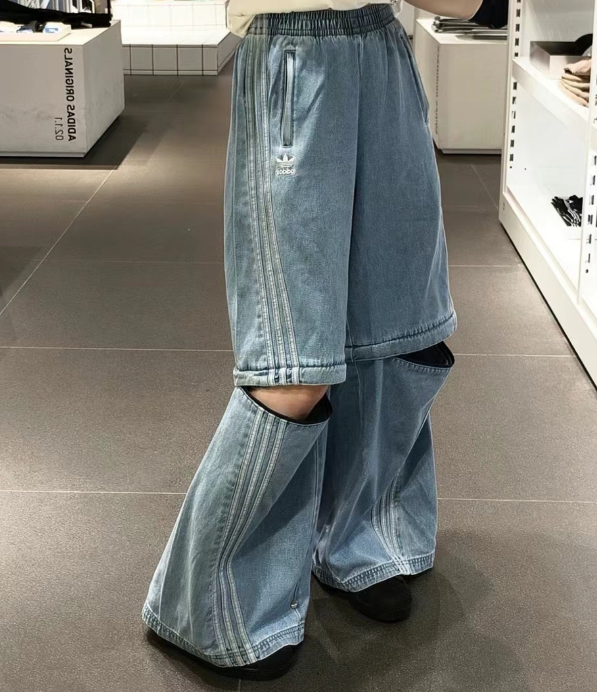 Adidas Originals Adilenium 可拆式牛仔運動長褲 拉鍊 多穿法 寬鬆 闊腿 復古 三線 長褲 牛仔褲/預購