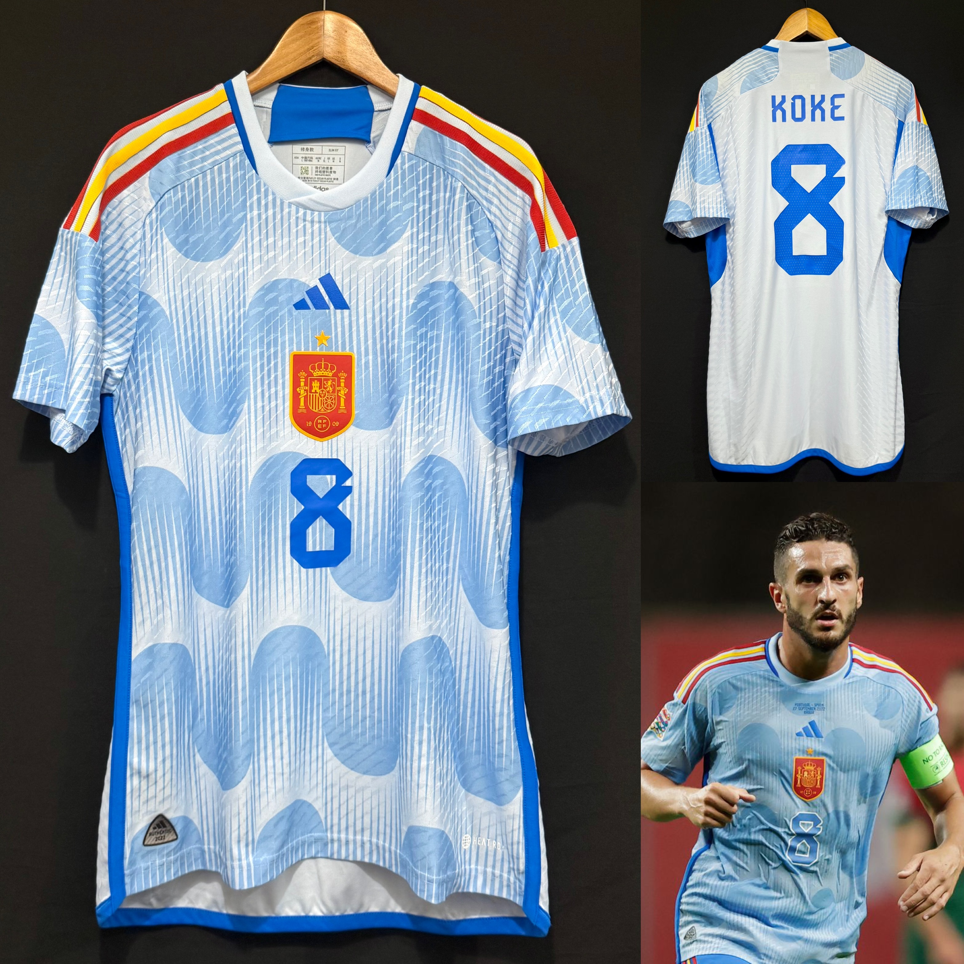 (BNWT) Spain 2022-2023 Adidas Away Authentic Player Shirt #8 KOKE