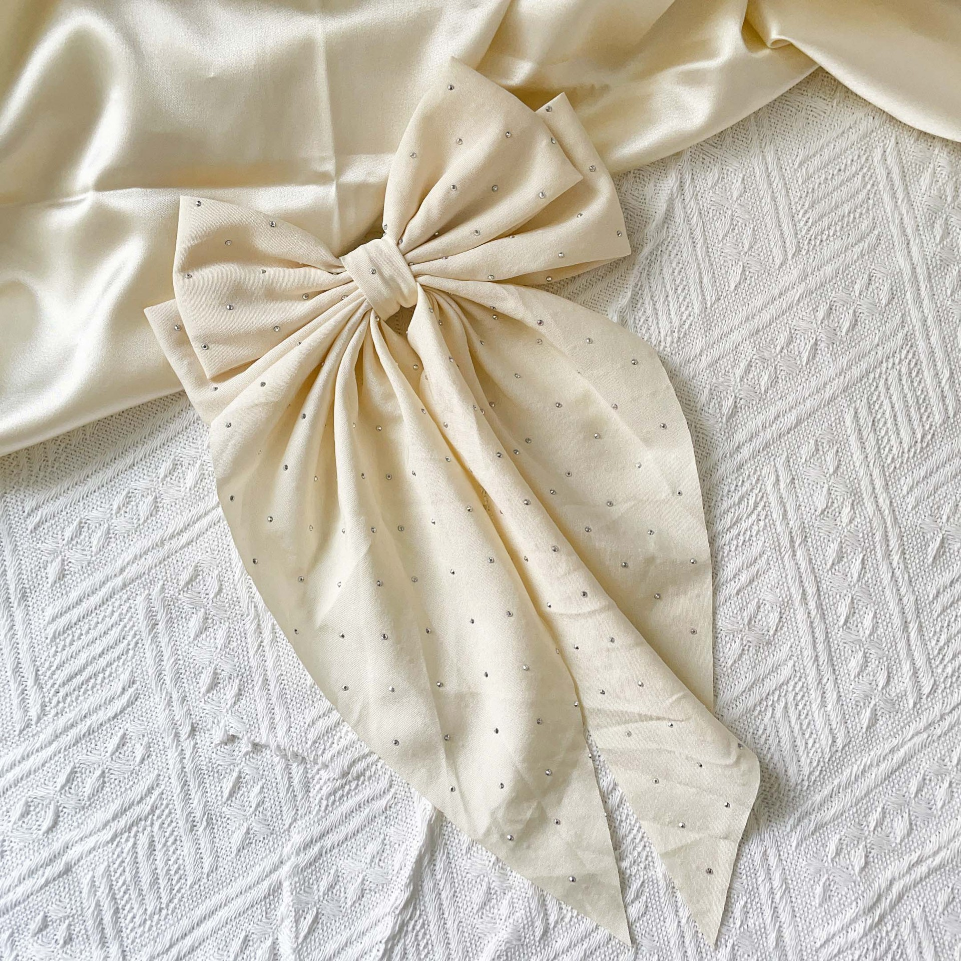 Rhinestone Alligator Clip Ribbon Bow