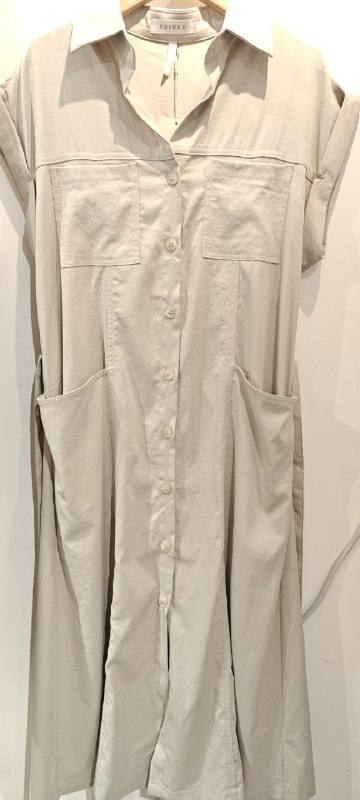 [H] FS FASHION GREY UNIFORM BRIDGE WOMEN'S TWO POCKET ONE PIECE SHIRT [FINAL SALE], HF131 (HF131)