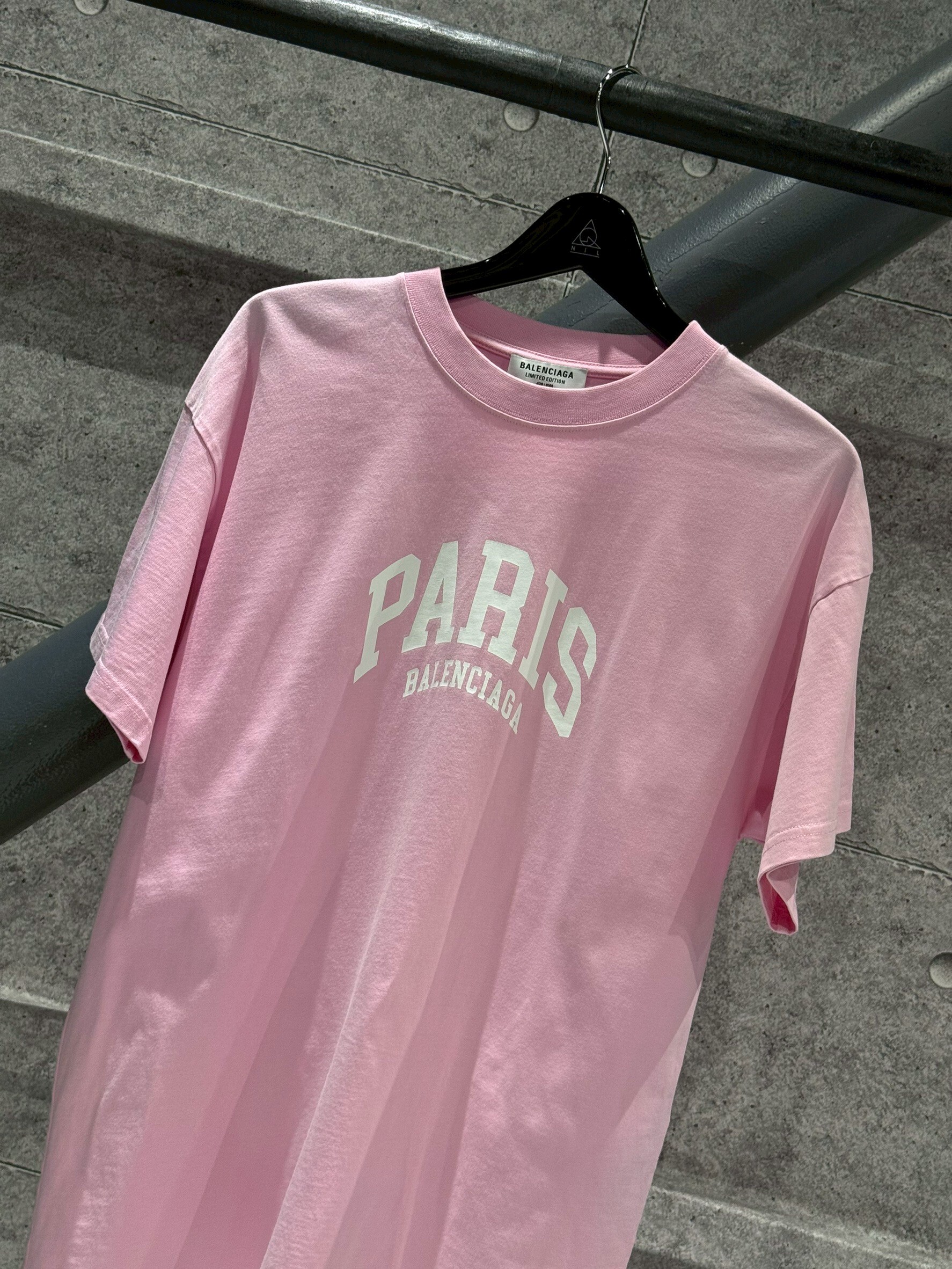 BALENCIAGA Paris Logo 粉色 短袖 T